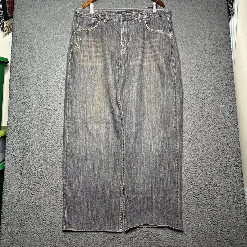 Vintage Y2k BAGGY Sean John Jeans 38 Black Baggy Wide Leg Hip Hop Skater
